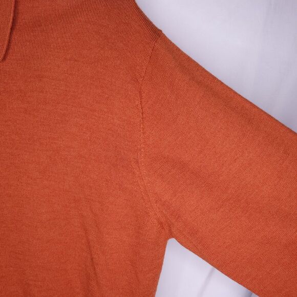 Jos A Bank Merino Wool Polo Sweater Mens XL Orange Long Sleeve - Picture 4 of 10